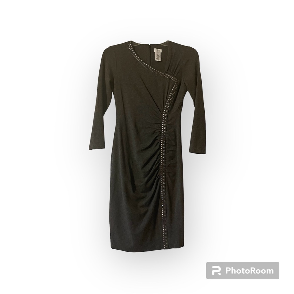 CACHE grey knit bodycon dress - XS - rayon & spandex - long sleeve - EUC